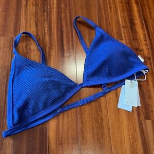 GOOD AMERICAN Bikini Top Swim Capri Blue Textured Triangle New‎ Plus Size 3XL